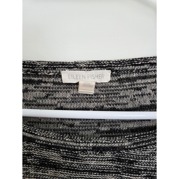 Eileen Fisher Black White Striped 100% Organic Linen Sweater Size XL - Picture 2 of 11